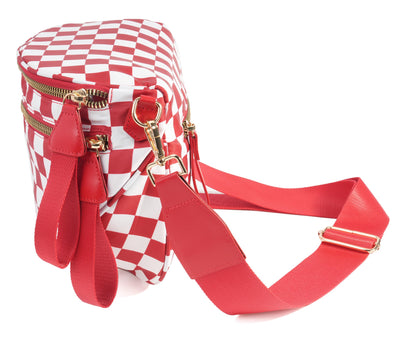 Spacious Checkered Nylon Crossbody Bag Bum Bag Checkered Handbags Wallets for Women