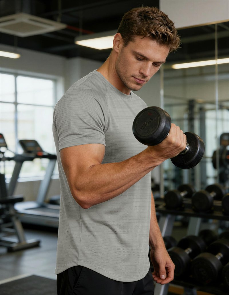 MAGCOMSEN Shirts for Men Athletic Dry Fit Running Short Sleeve Shirt Workout Gym Tshirt Cooling Breathable Top LightGrey L