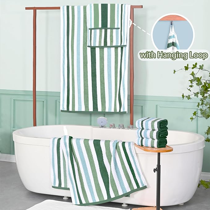 Green and White Washcloths