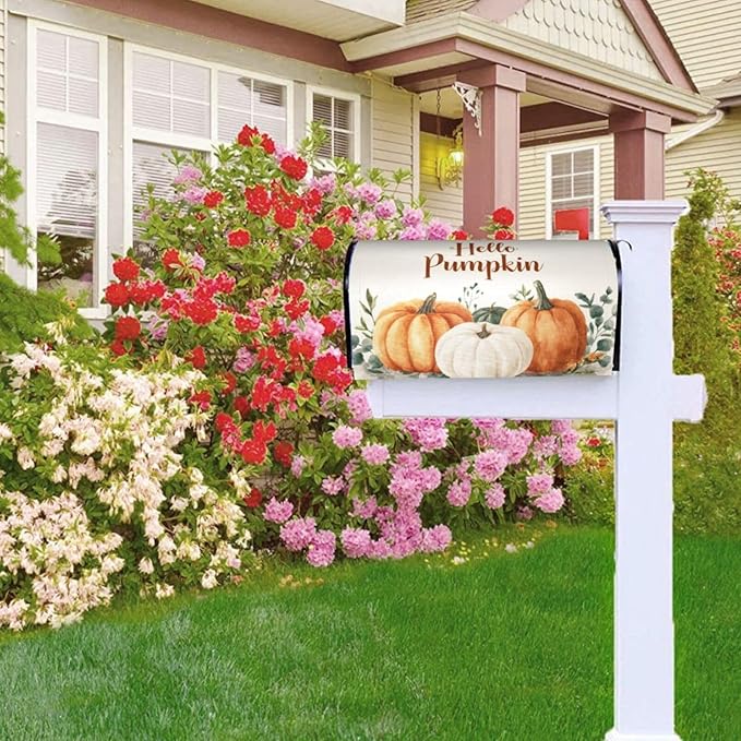 Mailbox Covers Pumpkin Watercolor Fall Thanksgiving Pumpkin Watercolor Fall Thanksgiving Magnetic Letter Post Box Cover Standard Size 21 x 18 Inch Garden Yard Home Decorative