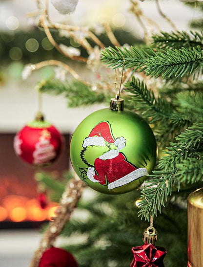 34 Pcs Christmas Ball Ornaments, Lime Green, Red and White Christmas Tree Decorations Set, Shatterproof Hanging Xmas Ornaments for Office Holiday Home with 7 Styles in 3 Sizes(Small Medium Large)