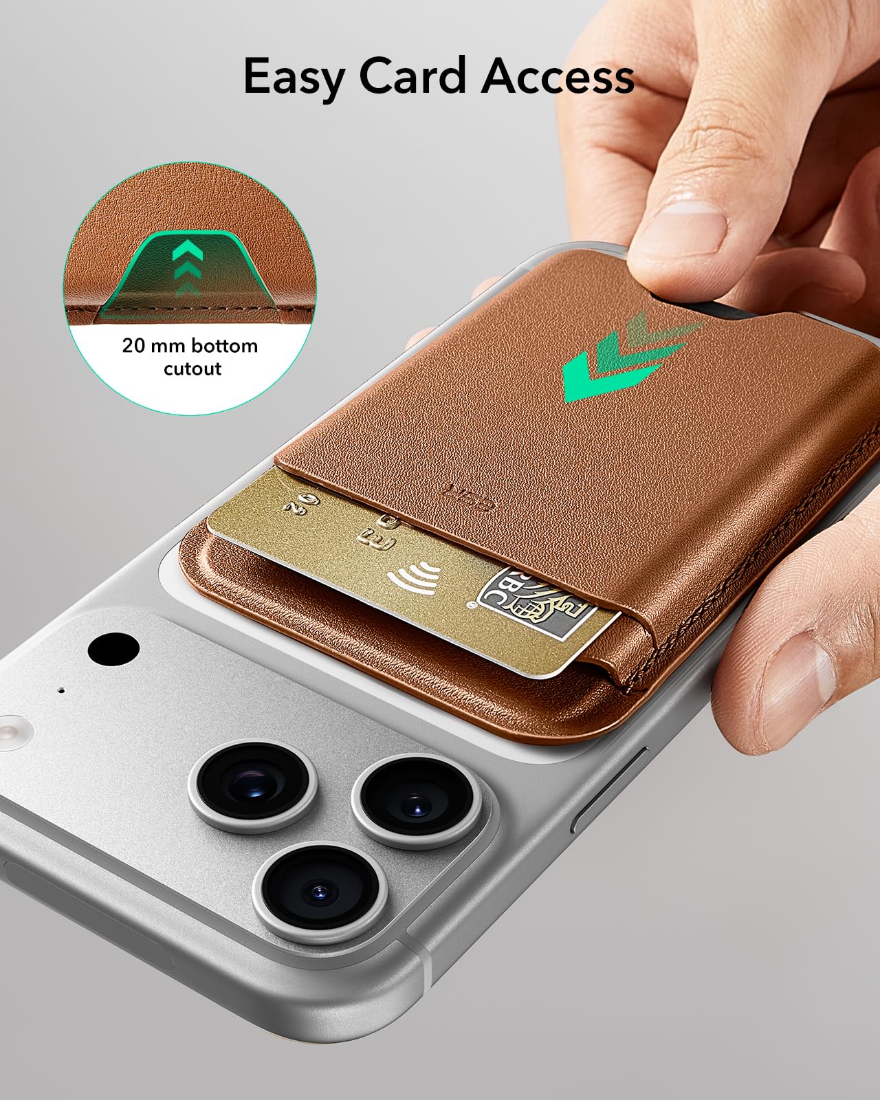 ESR for MagSafe Wallet, 5 Card Holder with RFID Blocking, MagSafe Sticker Included, Slim Magnetic Wallet for iPhone 17e/17/16/15/14/13/12 Series and Selected Samsung Devices, Not for 13/12 Mini, Brown