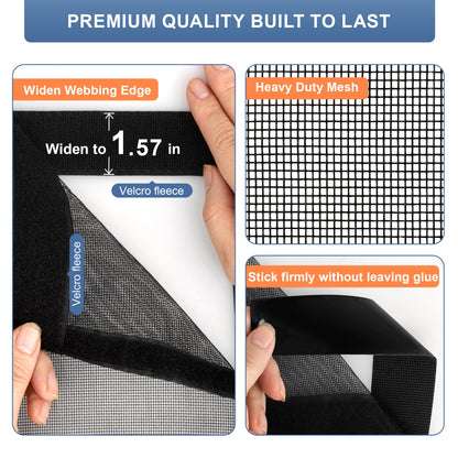 METAONLY Fiberglass Magnetic Screen Door Mesh, Works for Patio, Sliding Door, Keeps Bug Mosquito Out, Fresh Air Flow, Fits 36" x 82" Door - Curtain Size 38" x 83", Black