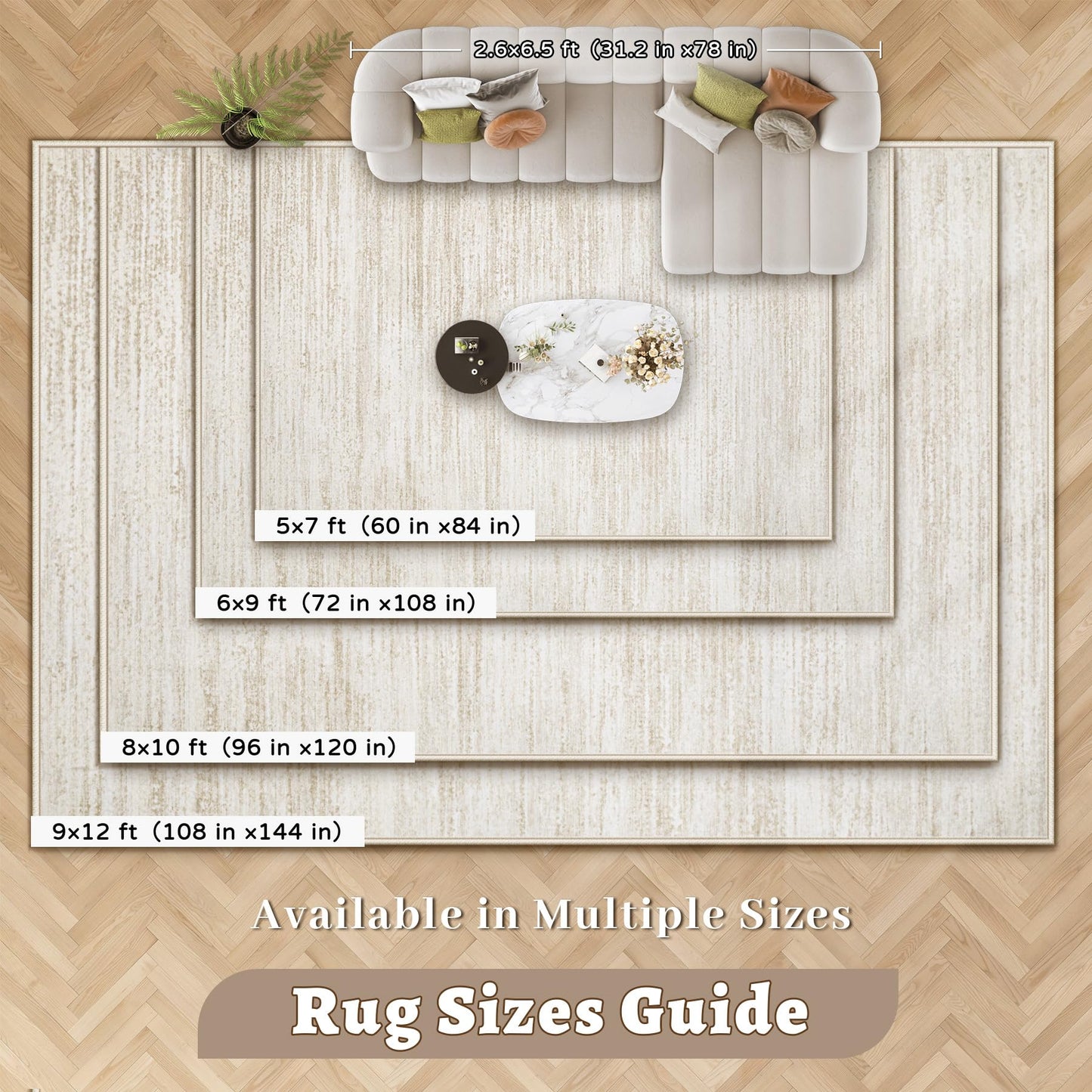 Area Rug 5x7 Living Room Rugs: Washable Modern Rug Non-Slip Soft Rugs Stain Resistant Printed Rug Indoor Carpet for Bedroom Kitchen Dining Room Nursery Home(Beige, 5'x7')