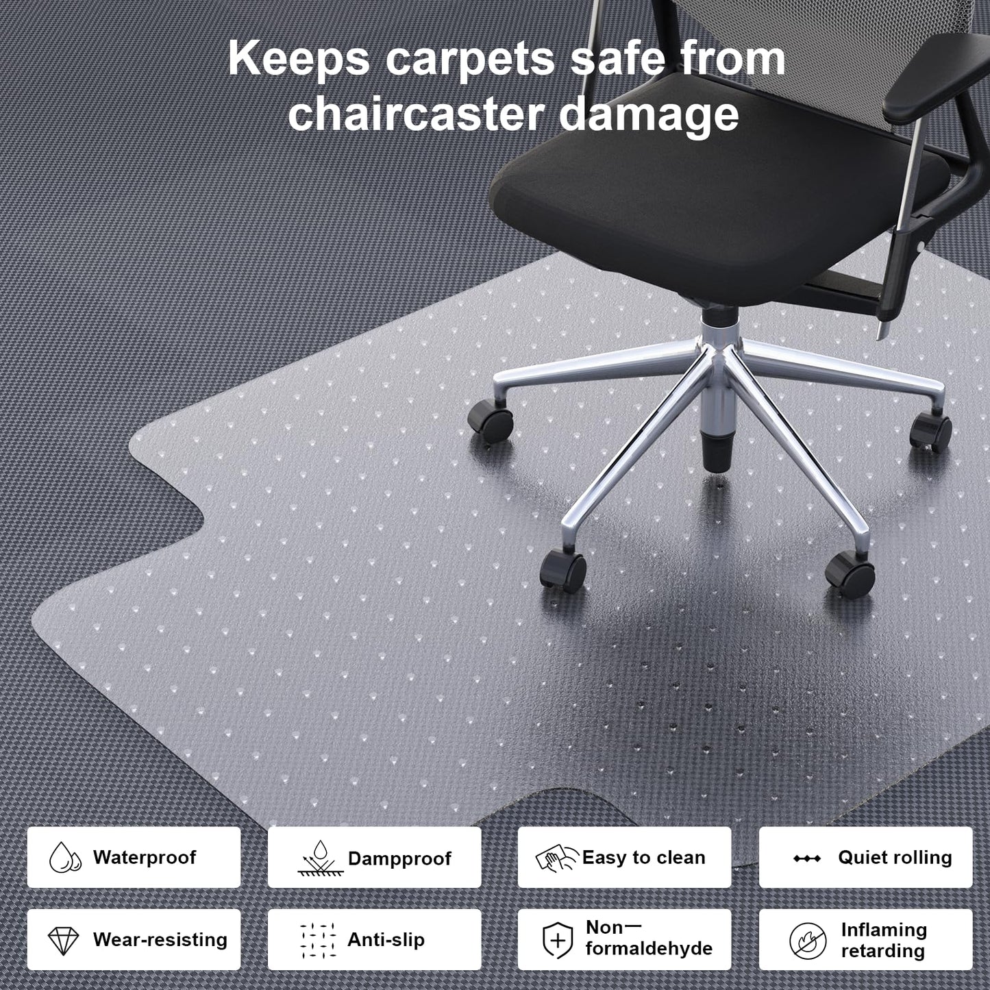 Heavy Duty Chair Mat for Carpet,46"x60" Office Floor Mat for Carpeted Floors,Under Desk Mat for Low Pile Carpet,Mat for Office Chair on Carpet