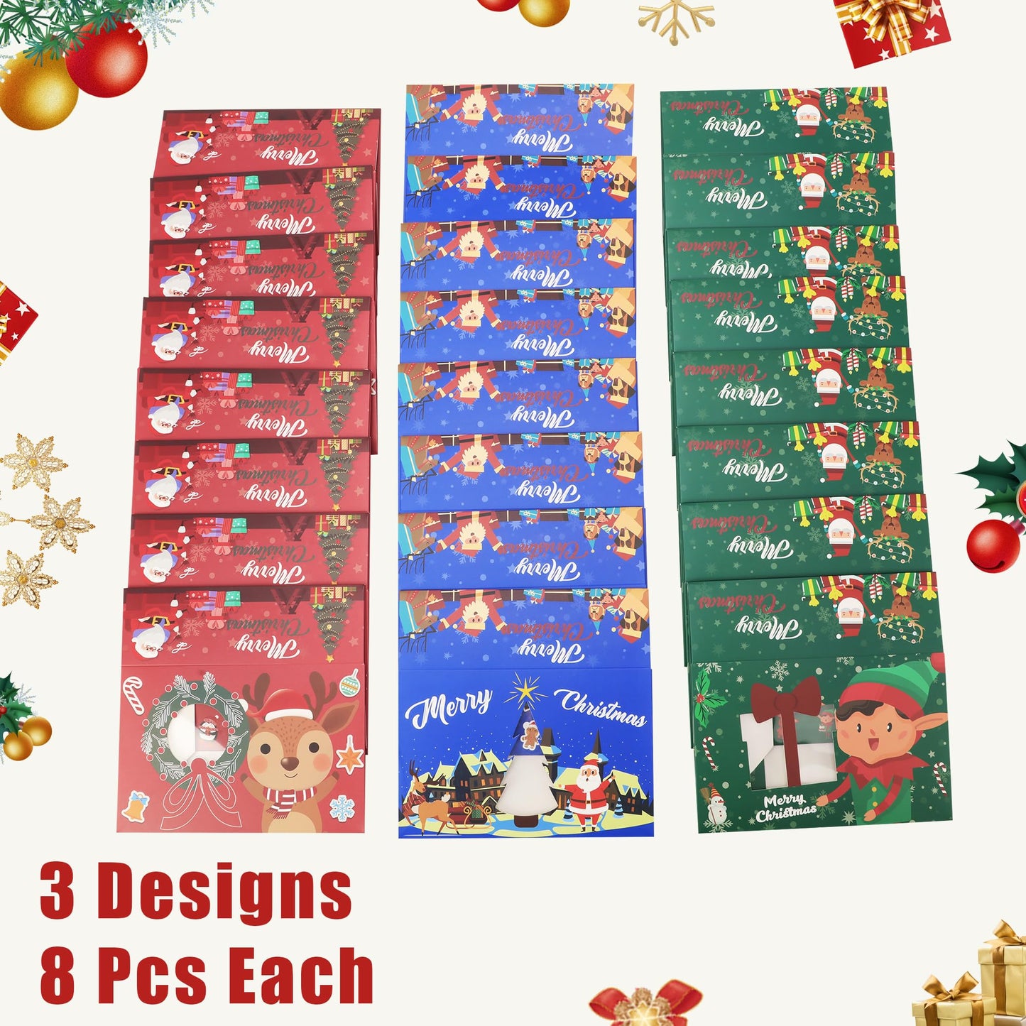 SAITI 24 PCS Christmas Cookie Boxes Bakery Christmas Treat Boxes Christmas Cookie Tins with Lids Christmas Cookie Gift Baking Box for Gift Giving Holiday Party Food Packaging Containers, Update 2025