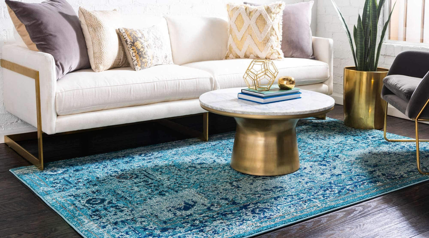 Unique Loom Medici Collection Vintage Botanical Traditional Light Blue Area Rug (4' 0 x 6' 0)