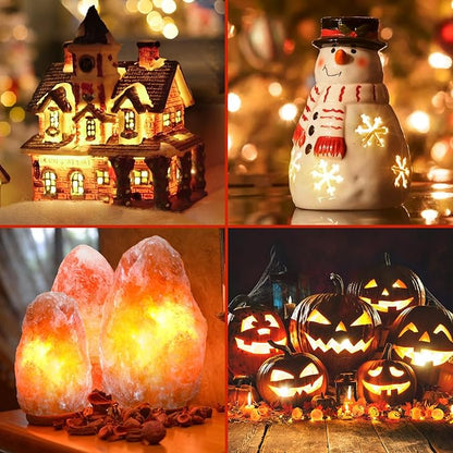 Accessory Cord with 9 LED Light Bulbs, 14.8ft Christmas Village Lights C7 Light Cord with Switch & 2 Fuse for Salt Lamp, Halloween Pumpkin, Xmas Village House Blow Mold