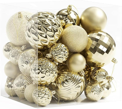 Annecy Christmas Tree Ornaments - 36 PCS Shatterproof Christmas Ball Ornaments Set for Holiday, Wreath & Party Decorations (Multi-Size, Champagne)
