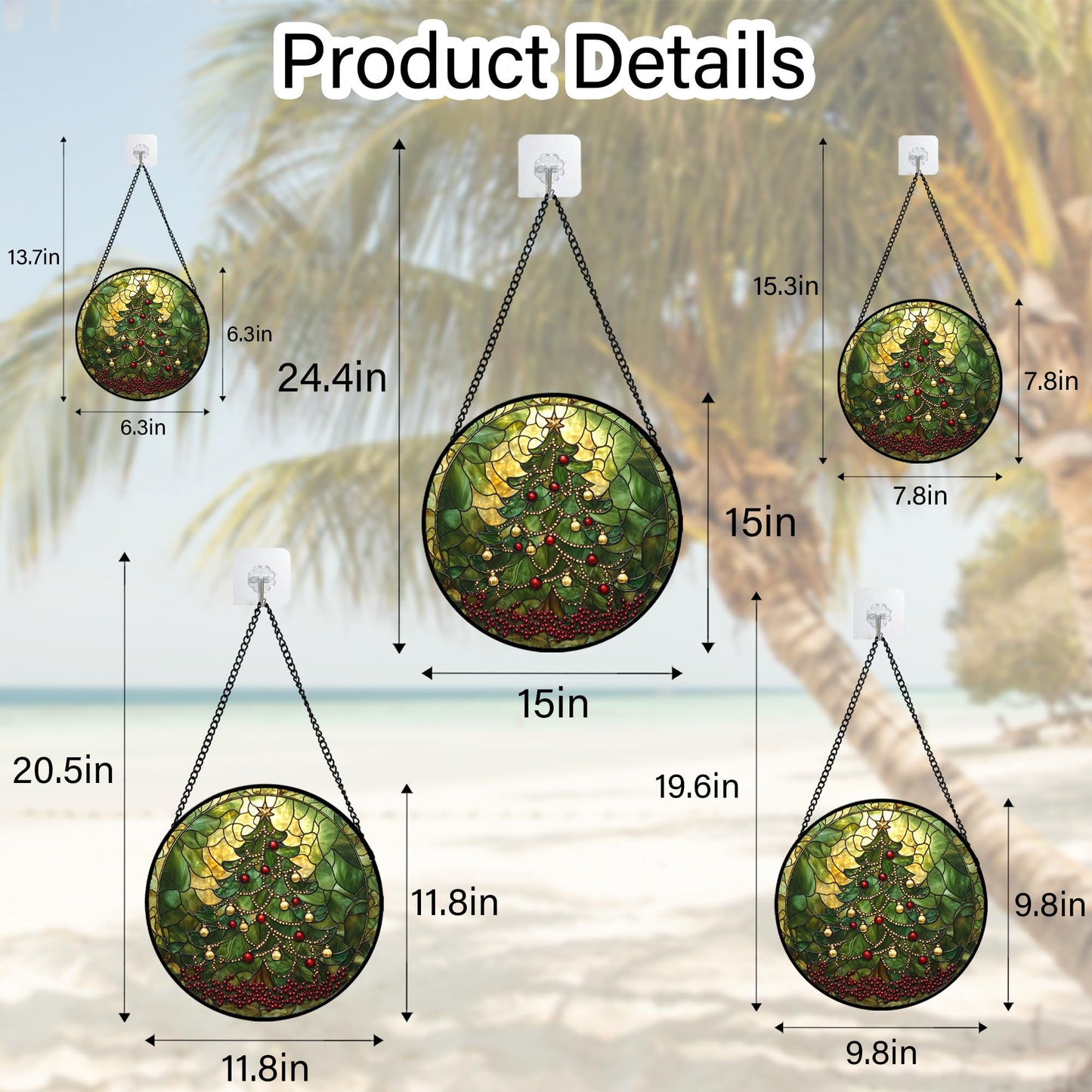 Stained Glass Window Hanging - Retro Green Christmas Tree Suncatcher for Doors Home Christmas Decoration Sun Catcher Thanksgiving New Year Birthday Gifts for Women Men Mom Nana 9.8 in
