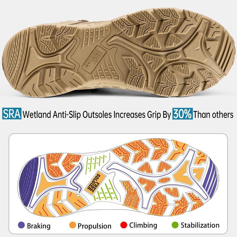 FREE SOLDIER Men's Waterproof Hiking Boots Lightweight Outdoor Mid Trekking Climbing Boots Men(Tan 12)