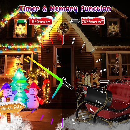 Hezbjiti 403FT 1000LED Color Changing Christmas Lights Outdoor, 11 Modes String Lights IP44 Waterproof Fairy Lights for Party Wedding Tree Decorations (Multicolor to Warm White, Clear Wire)