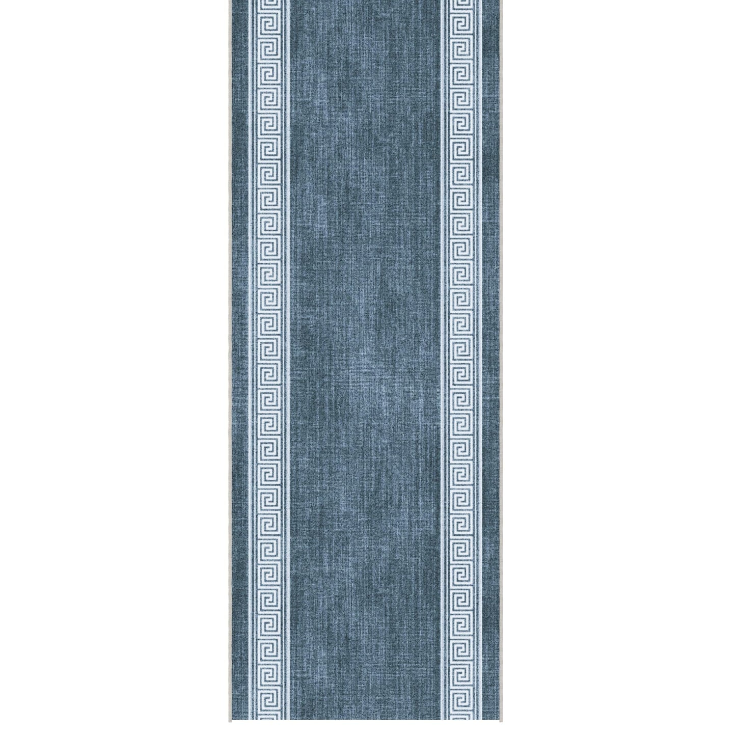 Ottomanson Kitchen Runner Rug 1'10.5" x 6' – Machine Washable Soft Non-Slip Rug, Quick Dry Low Pile Carpet for Kitchen, Bathroom & Entryway, Greek Border Greyish Blue