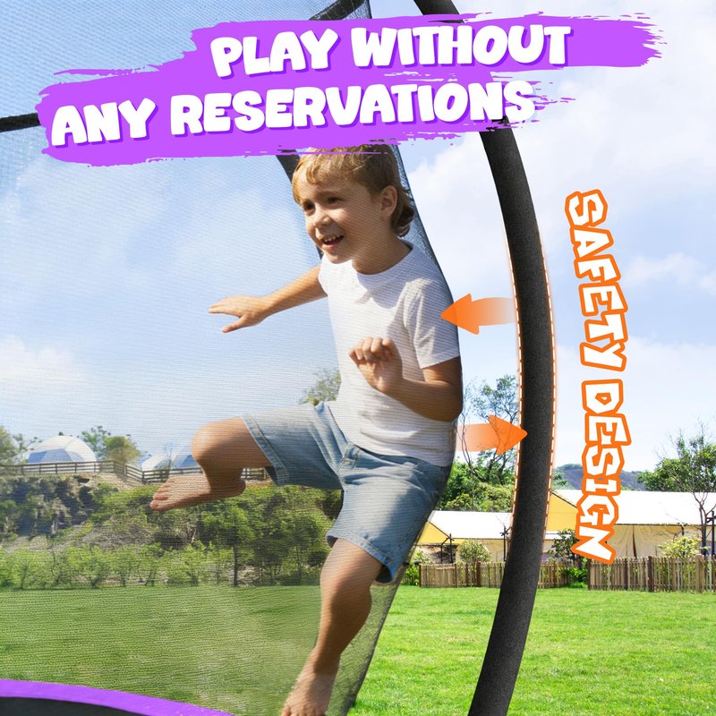 JELENS Trampoline 8FT 10FT 12FT 14FT 15FT 16FT, Recreational Trampolines with Enclosure Net, Outdoor Anti-Rust Trampolines for Kids and Adults, ASTM Approved