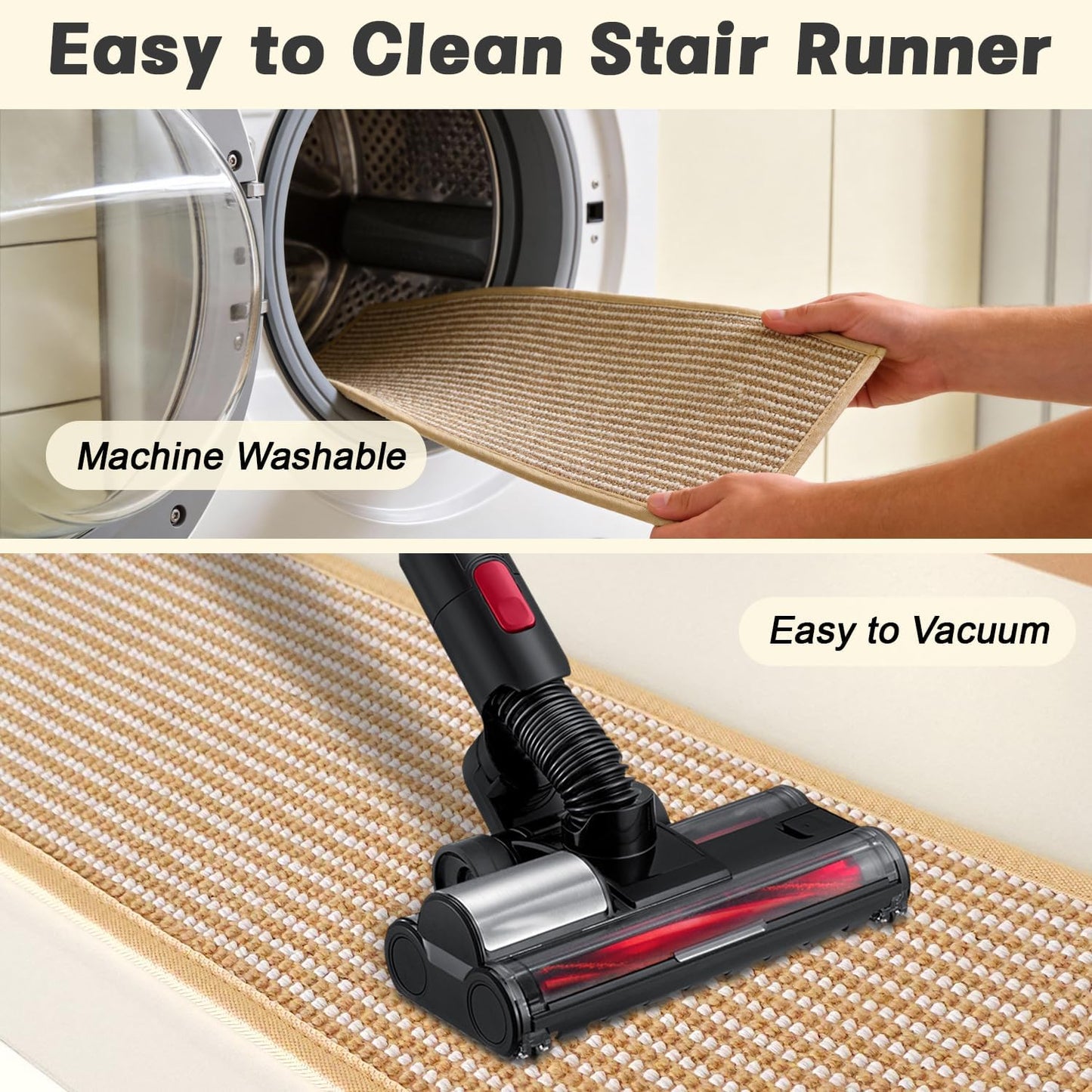 Virexa Stair Treads for Wooden Steps: 15PCS Non Slip Peel and Stick Stair Treads, 8" X 30" Stair Runner, Carpet Stairs Treads Machine Washable Adhesive Stair Rug for Kids Elders & Pets