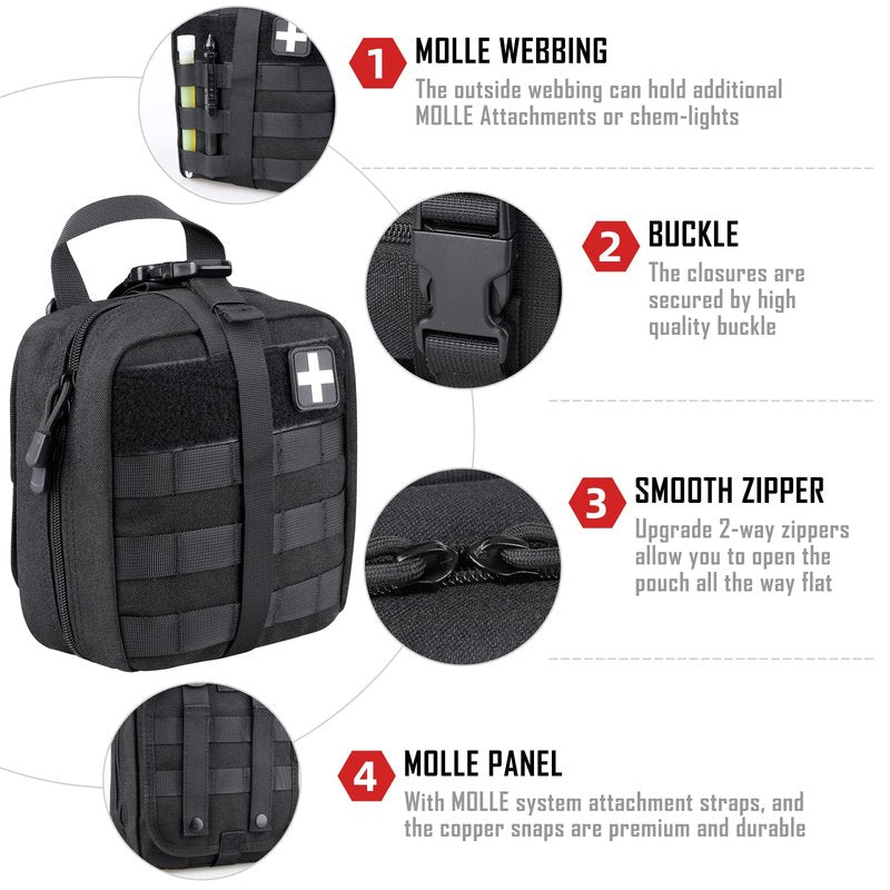 LIVANS 1000D First Aid Bag Empty Medical Ifak Pouch Molle EMT Pouches Rip-Away Tactical Military Trauma Emergency Medic Bag
