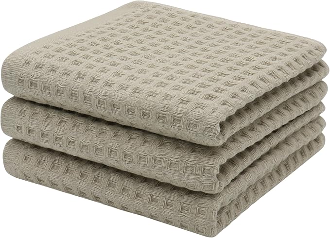 Mia's Dream Premium Cotton Waffle Bathroom Towel Set, 3 Pack Quick Drying