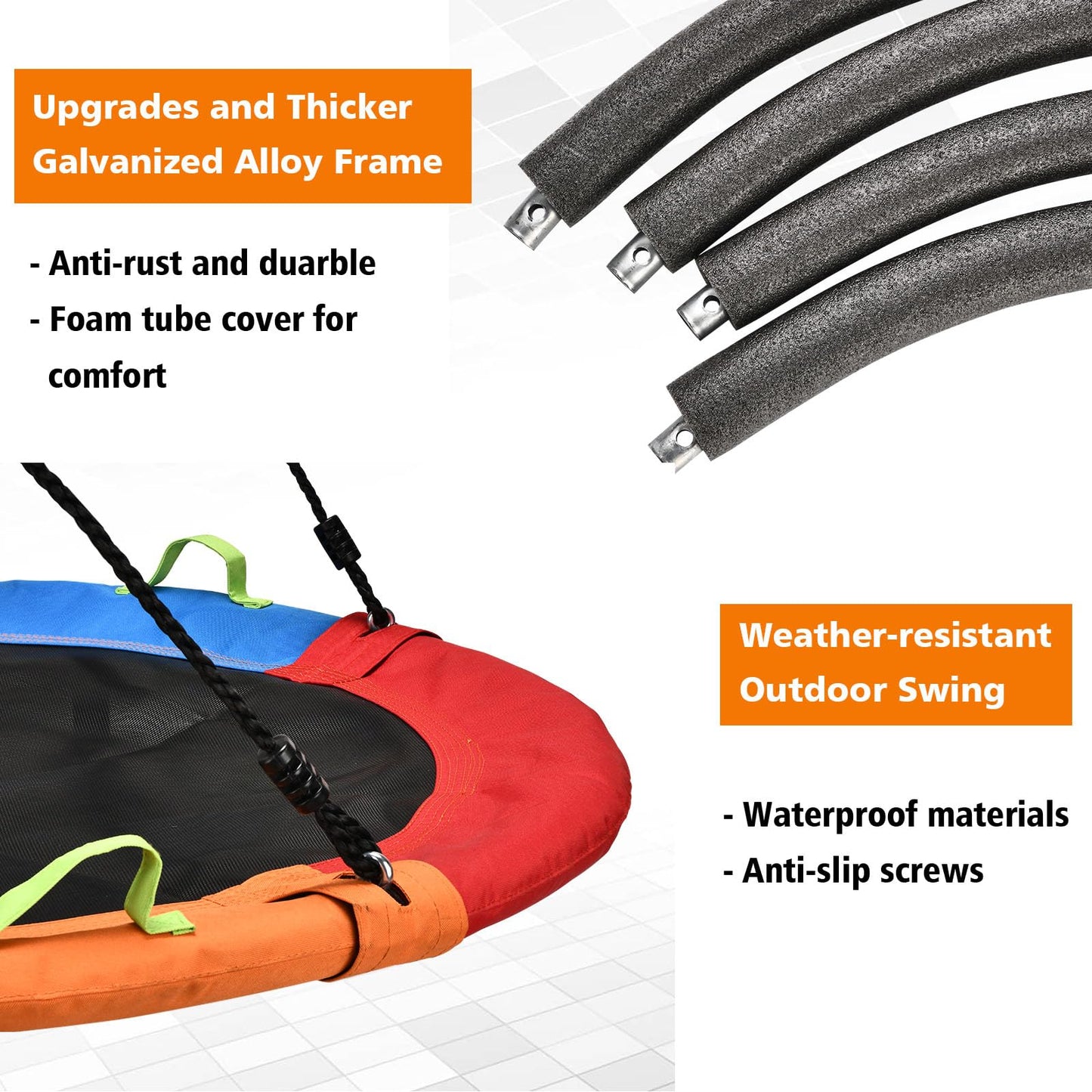Tree Swing, Saucer Swing, 40 inch 900lbs Weight Capacity, with Adjustable Hanging Straps, for Backyard Outdoor, Multicolor, Circle Round Disc, Gifts for Kids