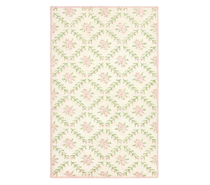 Anthrofy Brix Area Rug – 5’ x 8' – Handmade Wool Area Rugs – Floral Pink – Rugs for Living Room, Bedroom – Anti-Skid – Carpets with Non-Slip Natural Backing with 100% Cotton
