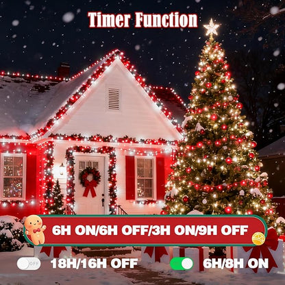 BHCLIGHT 240LED Christmas Voice Control String Lights Red & White