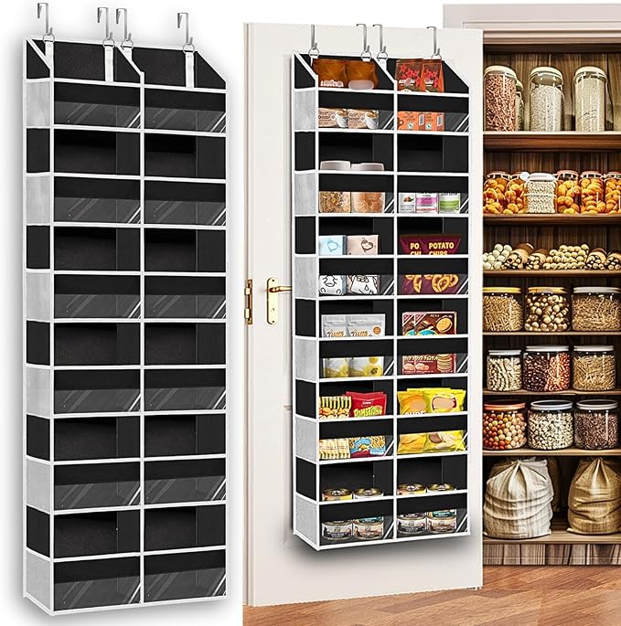 Over The Door Organizer 6 Tiers, Extra Large Behind Door Storage of 12