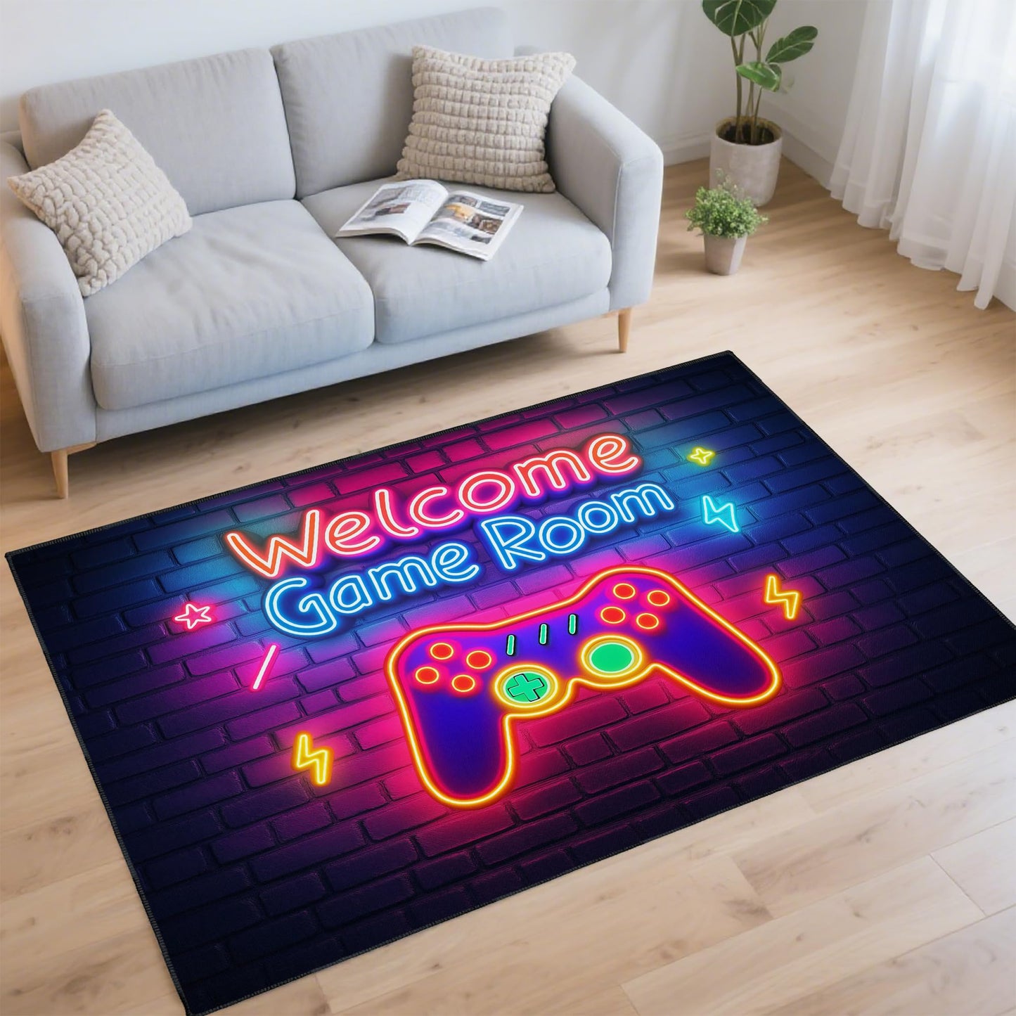 Gaming Rug for Room,3'x5' Gamer Rugs with Non-Slip Backing,Game Room Carpet for Bedroom and Livingroom Decor
