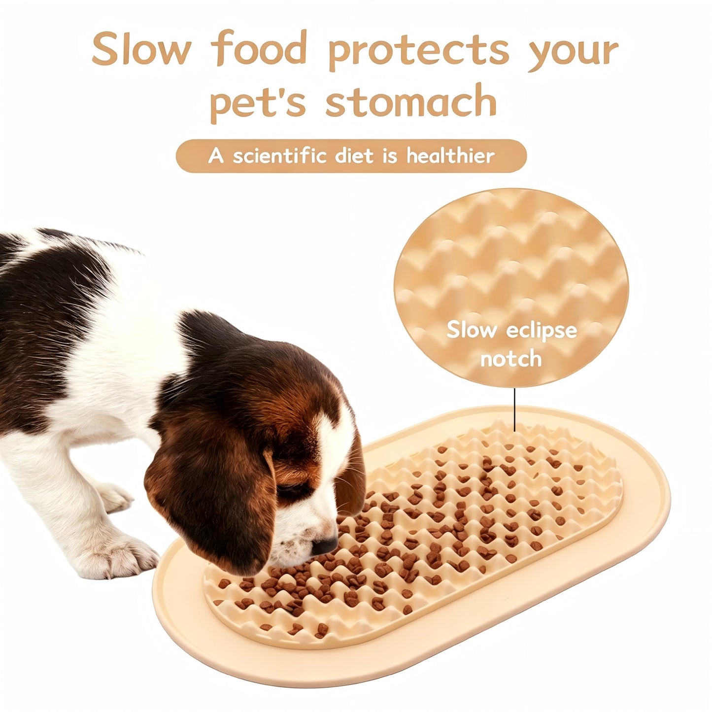 Pet Slow Food Mat for Dogs Cats, Non-Slip Anti-Spill, Choking Prevention, Easy Clean Washable Reusable