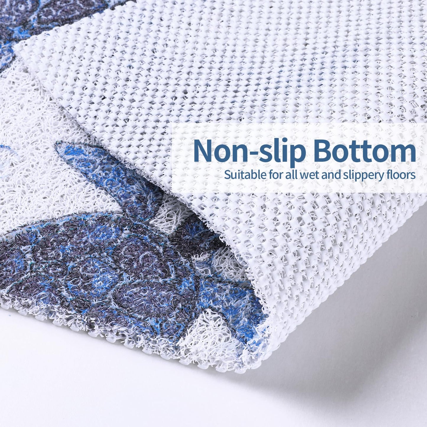 Hombys Non Slip Shower Mat - 24x24 in, Drain Hole, Secure, PVC Loofah, Boho Style