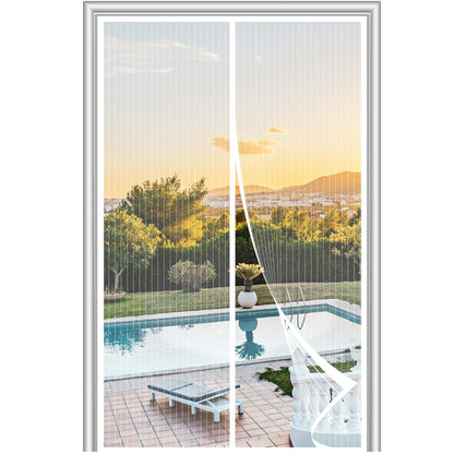 METAONLY Magnetic Screen Door Mesh, Works for Patio, Sliding Door, Keeps Bug Mosquito Out, Fresh Air Flow, Fits 31" x 81" Door - Curtain Size 33" x 83", White