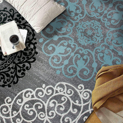 Rugshop Contemporary Modern Floral Carpet Alfombras Perfect for high Traffic Areas of Your Living Room,Bedroom,Home Office,Kitchen Area Rug 5'3" x 7'3" Gray