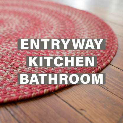 Homespice Apple Pie Small Braided Rugs 20x30 Oval - Jute Kitchen Rug Red and Beige for Country Primitive Decor, Reversible, Pet Friendly, Durable & Easy to Maintain