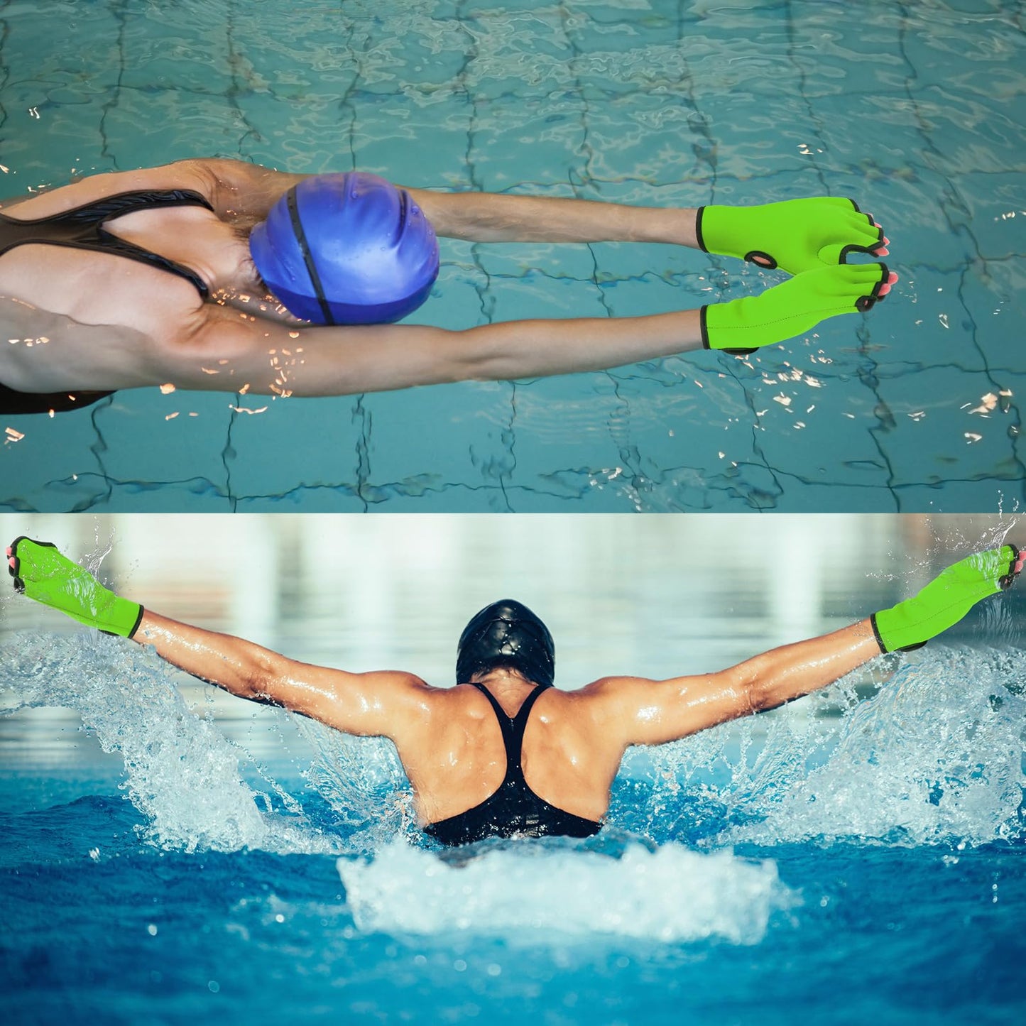 Seenelling Water Aerobics Set for Aquatic Exercise 1 Pair Neoprene Swimming Glove 2 Pcs Foam Aquatic Dumbbells Water Weights Equipment Pool Resistance Fitness Equipment for Training Workouts(Green)