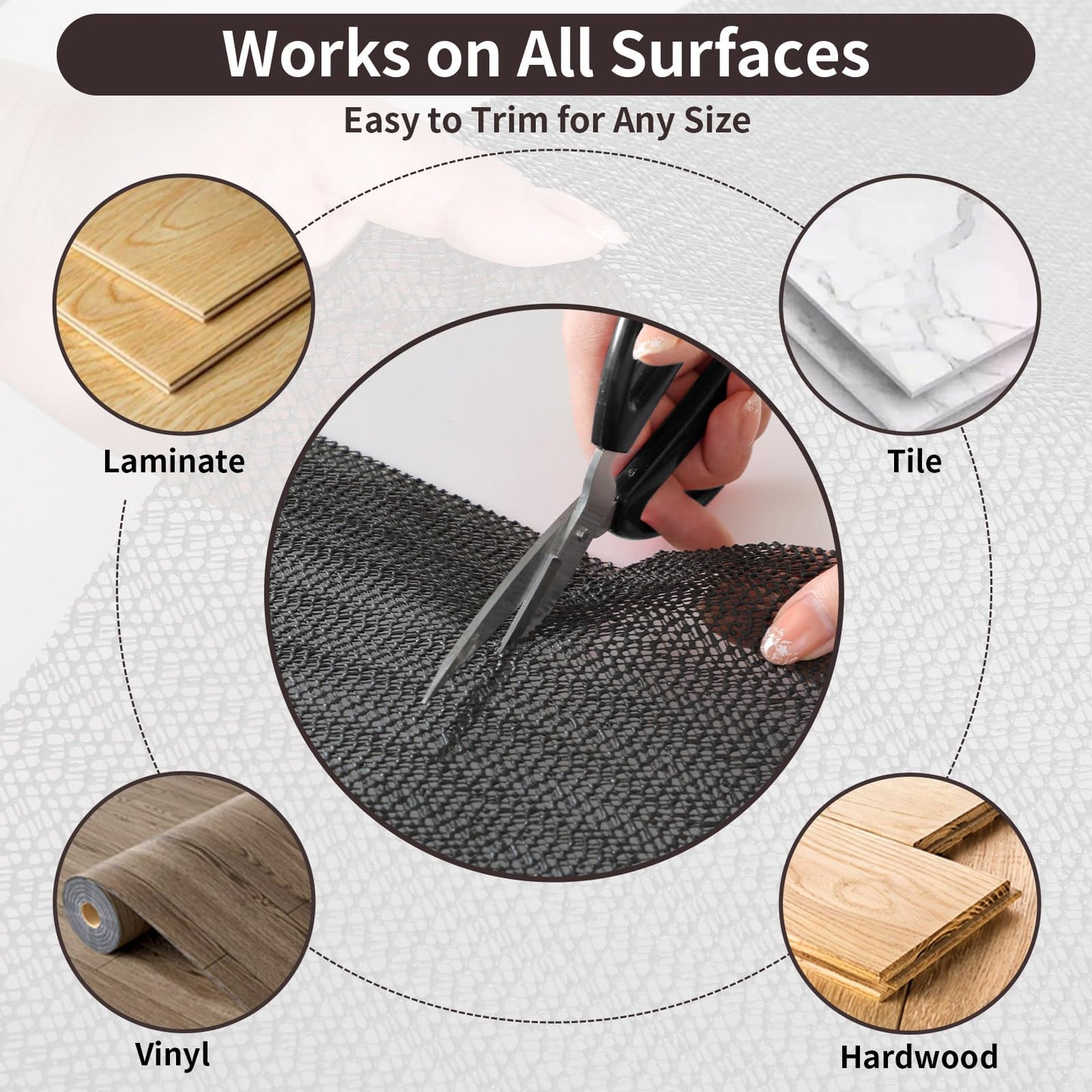 PureFit 4x6 Rug Pad Gripper for Hardwood Tile Floors Carpet, Anti Slip Rug Grips, Dual Dense Non Slip Rug Pads Mats