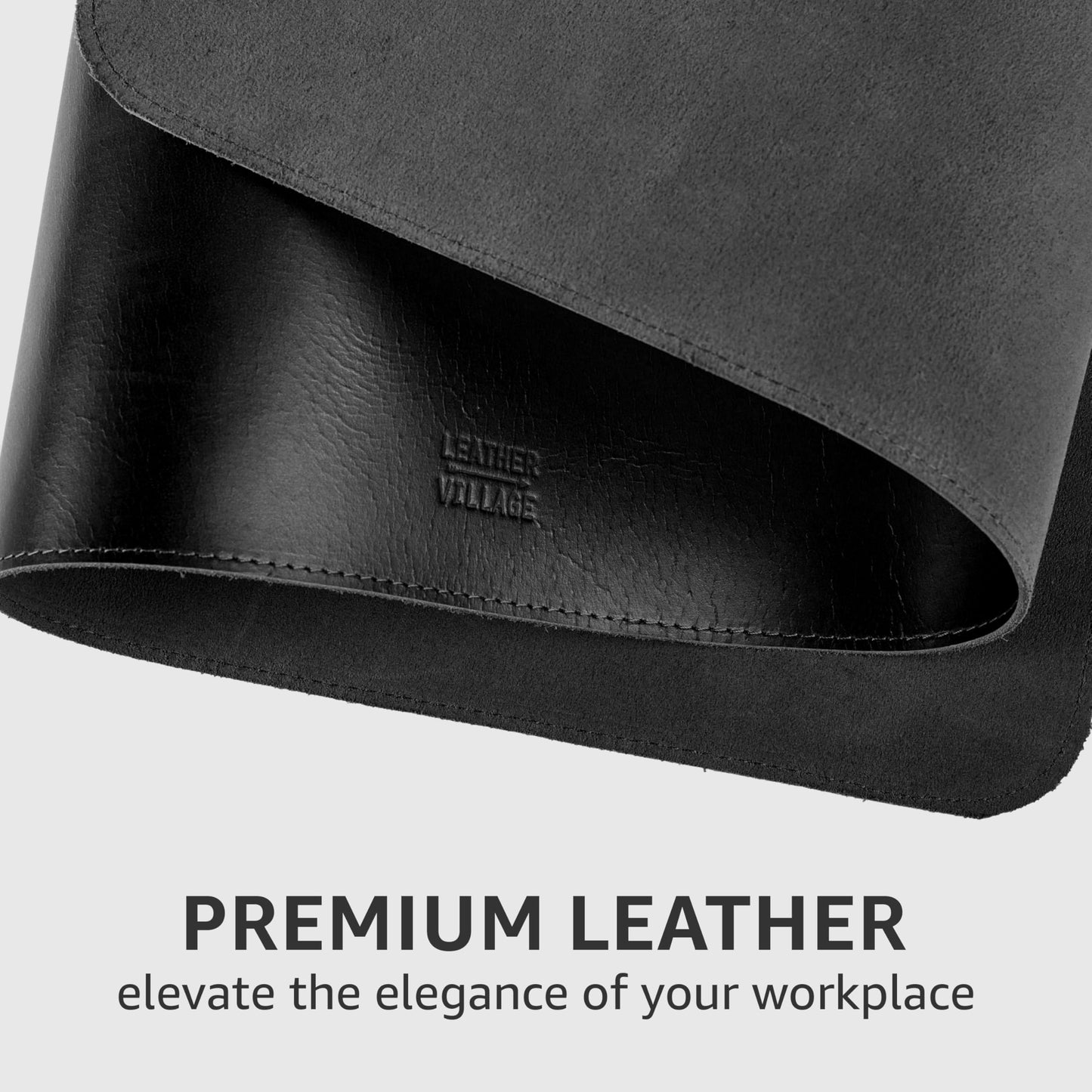 LEATHER VILLAGE Real Leather Desk Pad (3mm) Thick Double Layer Desk Mat Cover Blotter Large Full Grain Protector for Keyboard, Mouse & Laptop – Office Table Mat & Desktop Accessories–(32''x16'')-Black