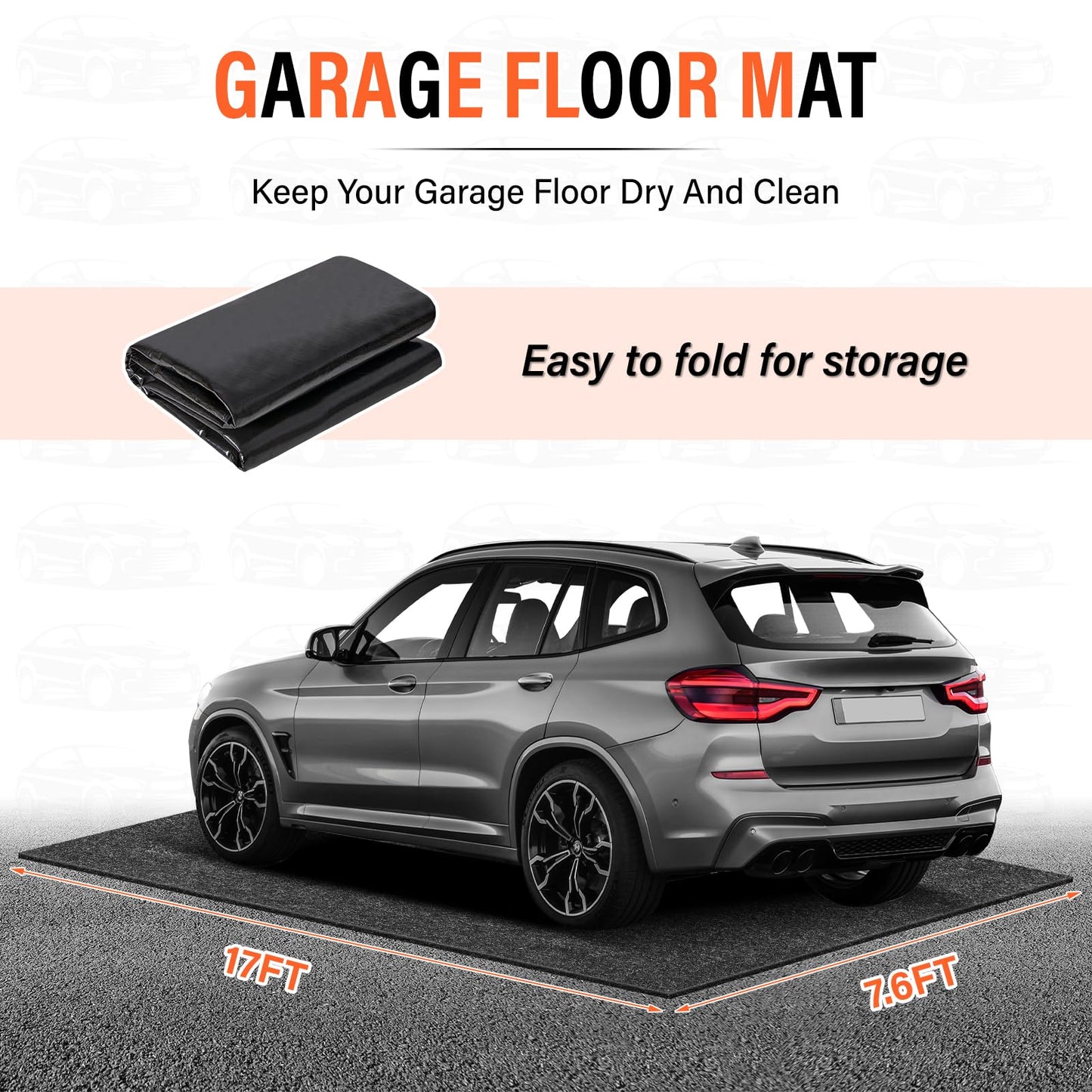 TIXANF 17 x 7.6FT Extra Large Garage Floor Mat, Premium Oil Leaks Absorbent Oil Spill Mat,Waterproof Backing Garage Mat,Reusable, Washable, Protects Floor from Spills, Drips, Splashes and Stains