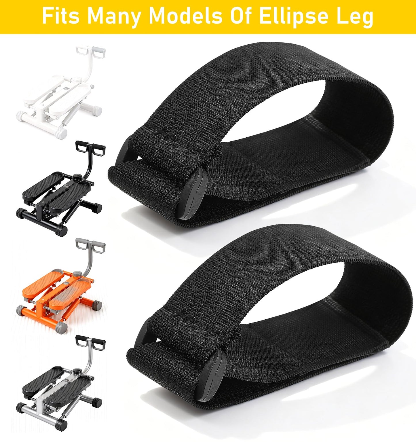 2PCS Bike Pedal Straps, Black Adjustable Leg Exerciser Traction Straps, Secure Stability for Elliptical Exercise Machine Under Desk Seniors Workout (Adjustable Length: 12.7-17.5 Inch)
