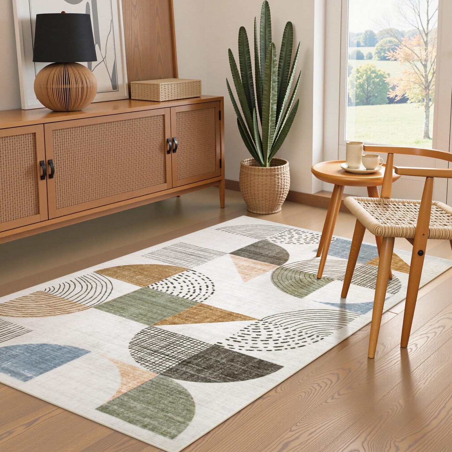 Beeiva Boho Small Area Rugs 3x5, Machine Washable Non-Slip Entry Way Rug, Lightweight Carpet High Traffic Areas Rug for Bedroom Playroom Office (Multi Color,3X5)