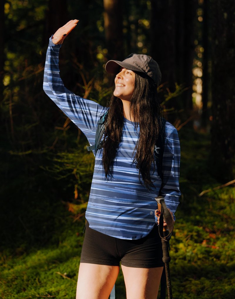 Women's Sun Shirts UPF 50+ Long Sleeve UV Protection Shirt Lightweight Quick Dry Workout Hiking Tops for Women(Ripple Blue,M)