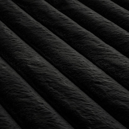 Black Rabbit Striped Plush Rug 6'x9', Fluffy Shaggy Area Rug for Nursery & Kids Room, Faux Fur Carpet for Girls Bedroom, Living Room, Teen Decor