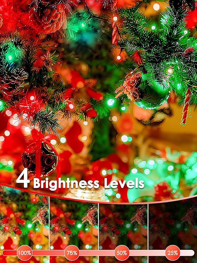 Voice Control Connectable 2PK 164FT 400LED Christmas String Lights Indoor Outdoor with Remote | Smart Twinkle Fairy String Lights 12 Modes & Timer for Xmas Tree Decor (Red & Green)