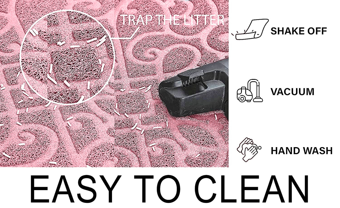 PetLike Cat Litter Box Mat, Thick Kitty Litter Trapping Mat, Durable,Waterproof &Washable with Non-Slip Backing, Soft on Kitty Paws and Easy to Clean, BPA Free