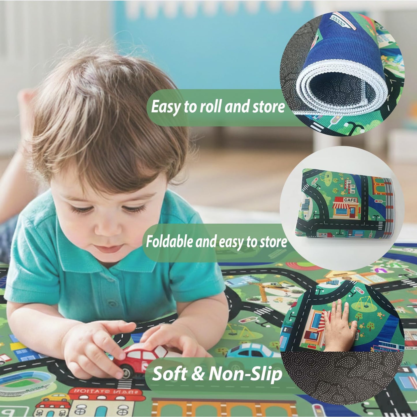 SXHYSM Kids City Road Play Mat 6FT x 4FT Large Toddler Traffic Play Rug