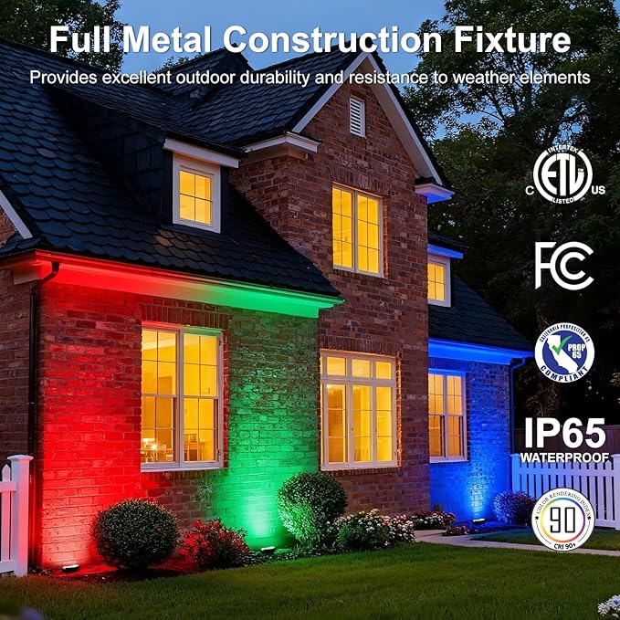 Low Voltage Landscape Flood Lights, Red Light 9W 12V Wired Outdoor LED Color Floodlights for Uplighting Palm Tree House Flag Wall Washer, Super Bright, Unique Design, Aluminum, Black, 6Pack