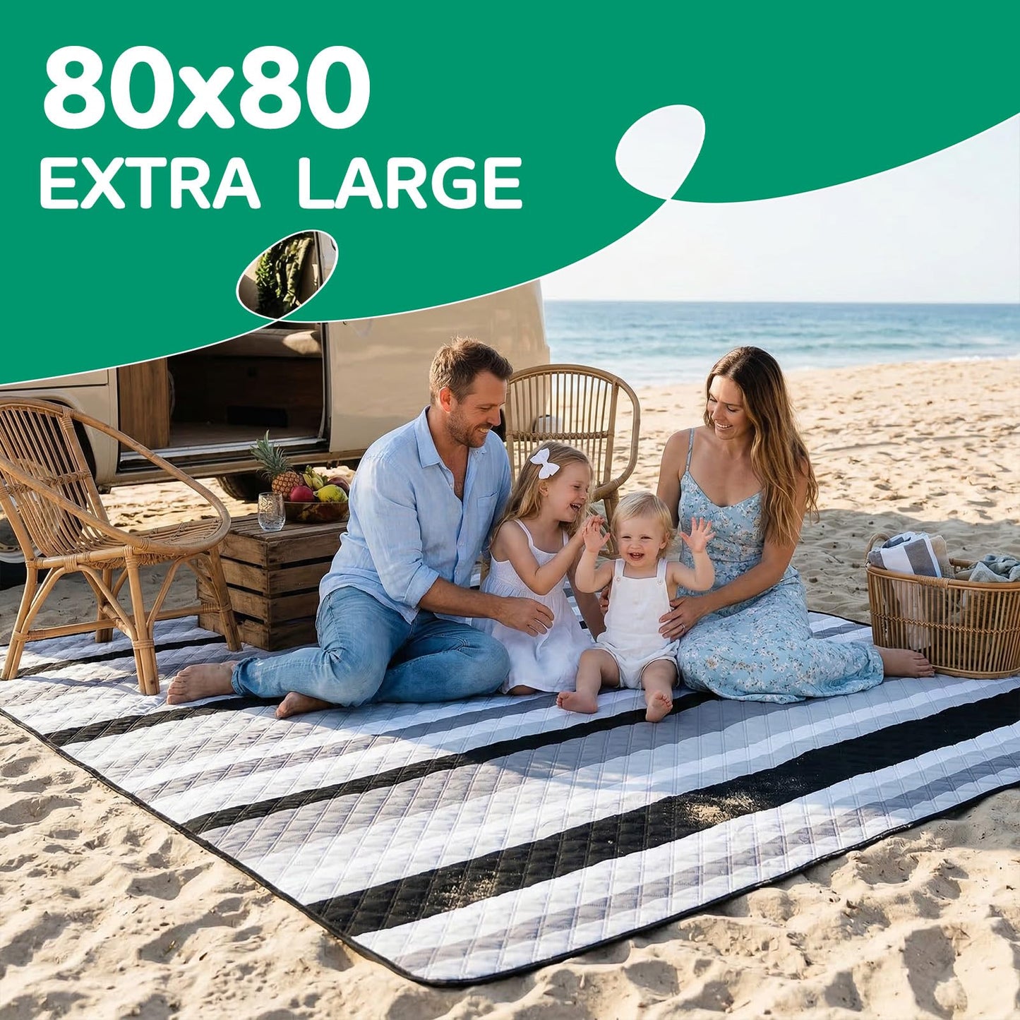 RYCHIC Waterproof Picnic Blanket Beach Mat Outdoor Rug Towel for Dad Papa Stepdad Grandpa Grandfather Husband Son Daughter Law Happy Birthday Cool Unique Hombre Regalos para el día Las Padre