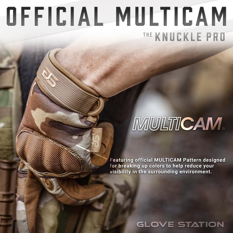 Glove Station Gloves for Men – Touchscreen Utility Gear with Hard Knuckle Protection Used in Motorcycle, Airsoft, Combat, & Outdoor Work Multicam X-Large