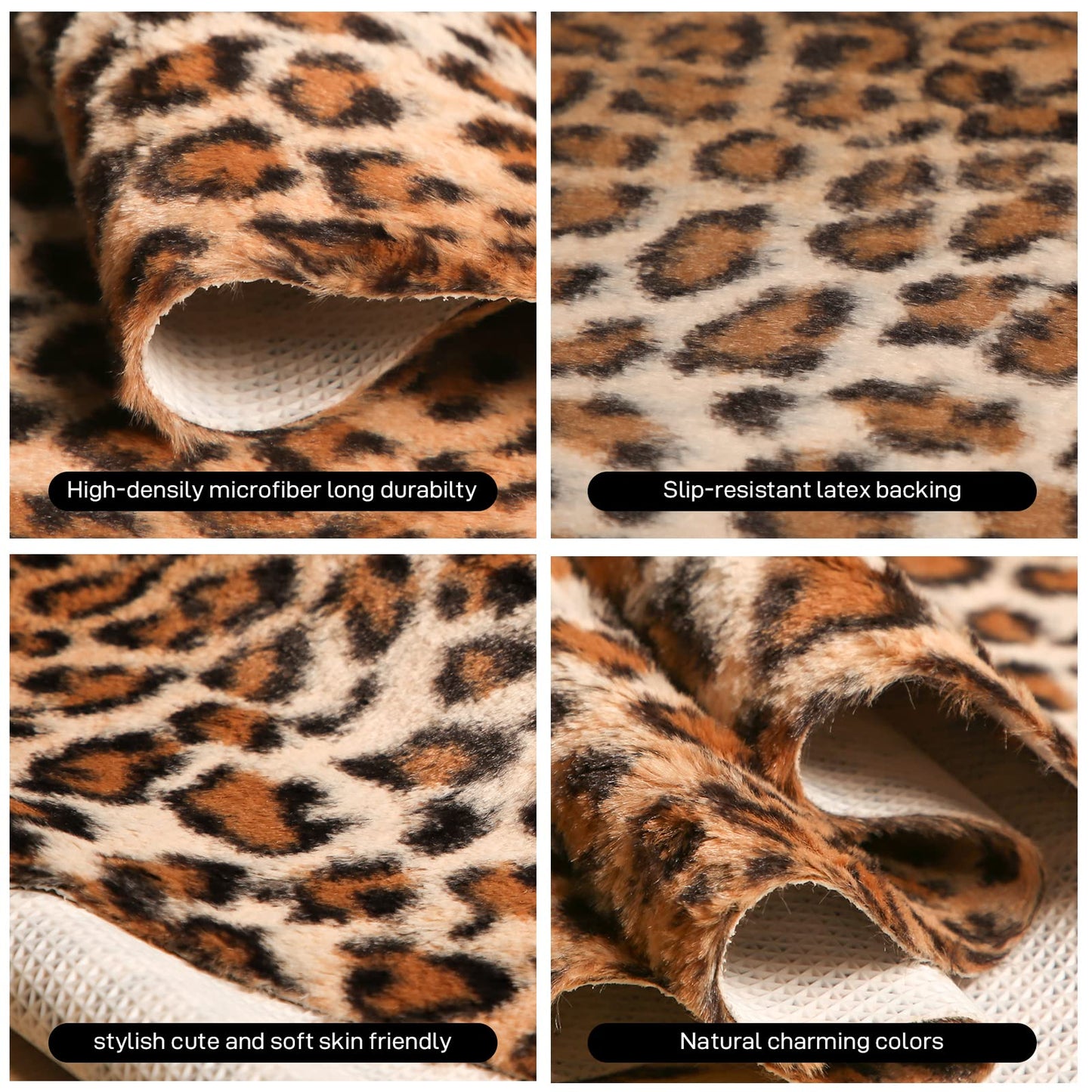 MACEVIA Leopard Rug Cheetah Print Rugs Western Decor for Living Room Bedroom Faux Animal Area Carpet Non-Slip 43.3" L x 29.5" W(3.6ft x 2.4ft)