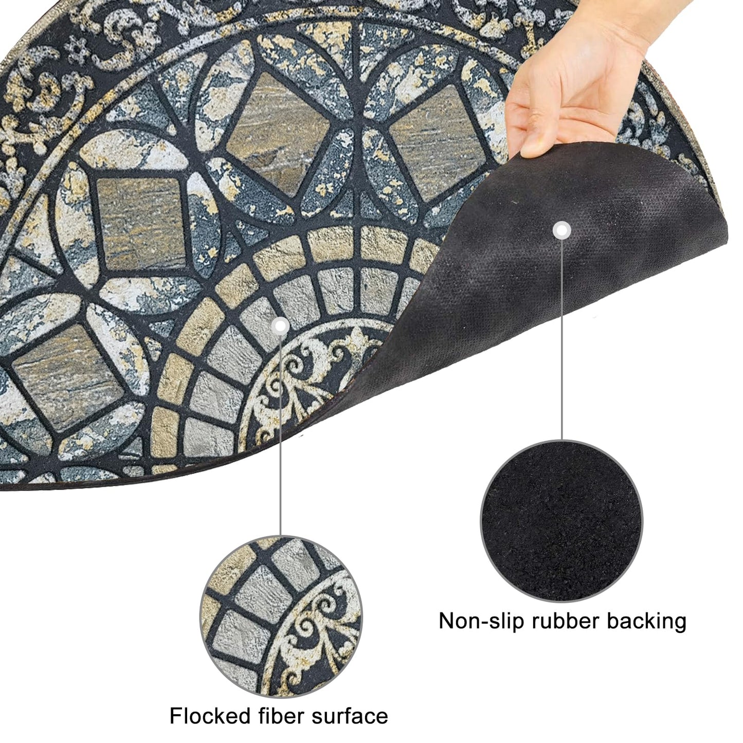 CHICHIC Entrance Door Mat Large 18 x 30 Inch Entry Way Doormat Front Door Rugs Outdoors Heavy Duty Welcome Mat Non Slip Rubber Back Low Profile for Garage, Patio, High Traffic Area, Blue