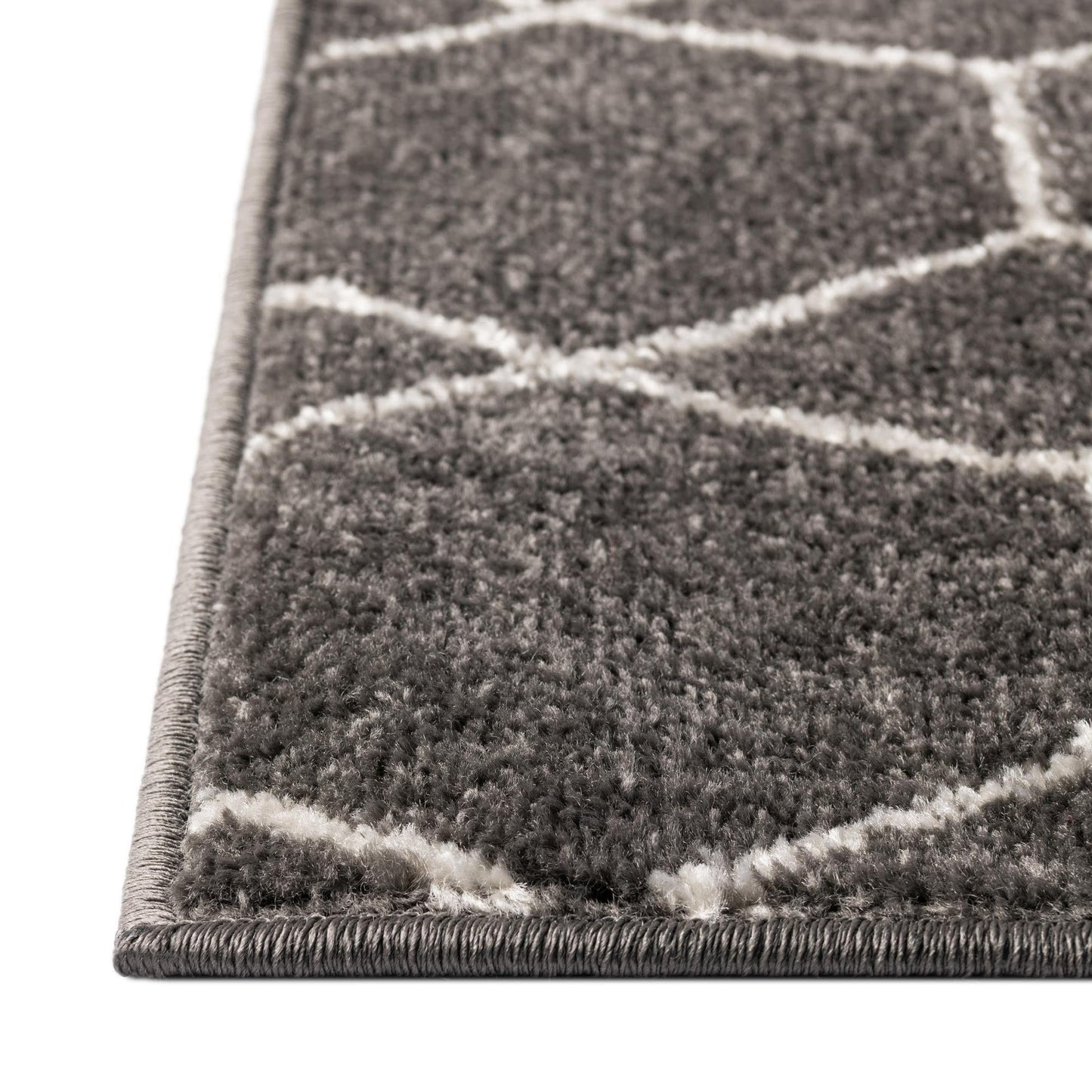 Rugs.com - Lattice Frieze Rug – 6 Ft Square Dark Gray Easy-Clean Rug – Modern Trellis for Living Rooms, Bedrooms, and Offices