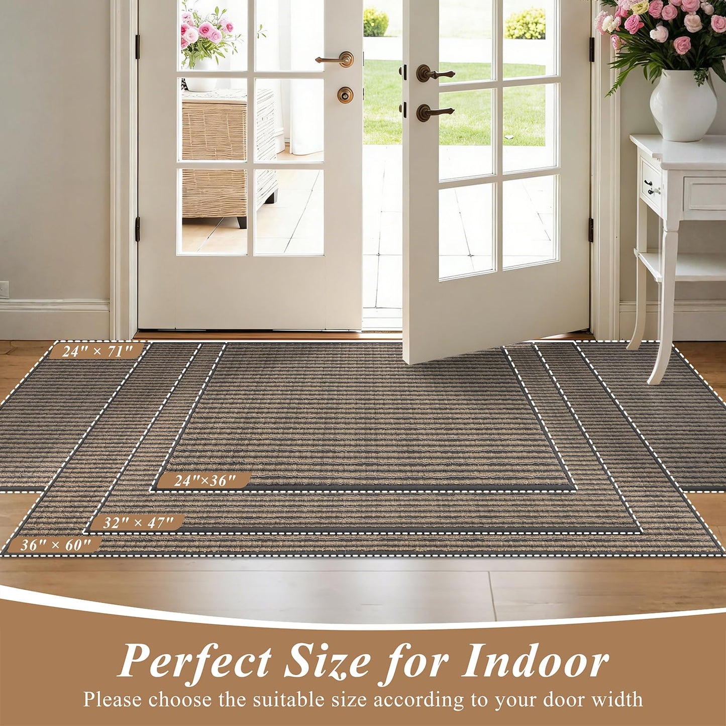 Ileading Hallway Runner 24"x71" Non-Slip Washable, Super Absorbent Stain Resistant Friendly Muddy Paws Floor Mat, Entryway Mat for Hallway Corridor, Coffee