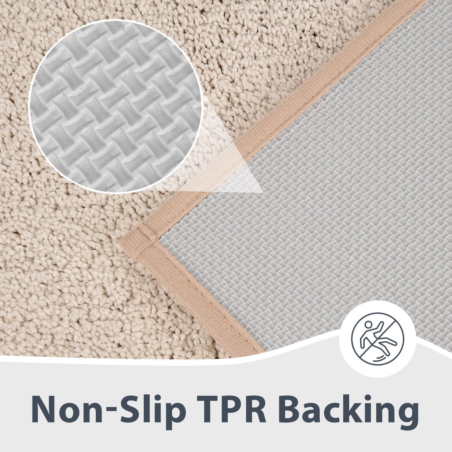 anllugs Bathroom Rugs 24" x 60", Non-Slip Extra Soft Absorbent Bath Rugs, Machine Washable Quick Dry Bath Mats for Bathroom Floor, Shower, Bathtub and Sink, Beige & Grayish Brown